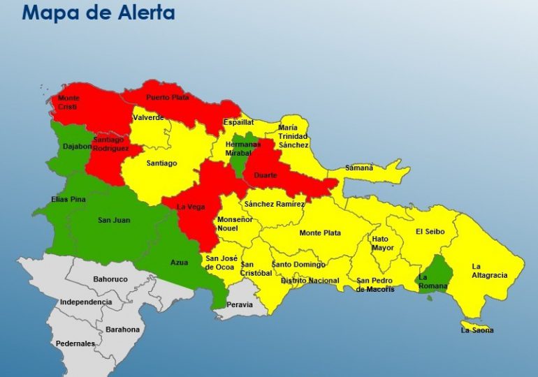 COE coloca 5 provincias en alerta roja por efectos de vaguada